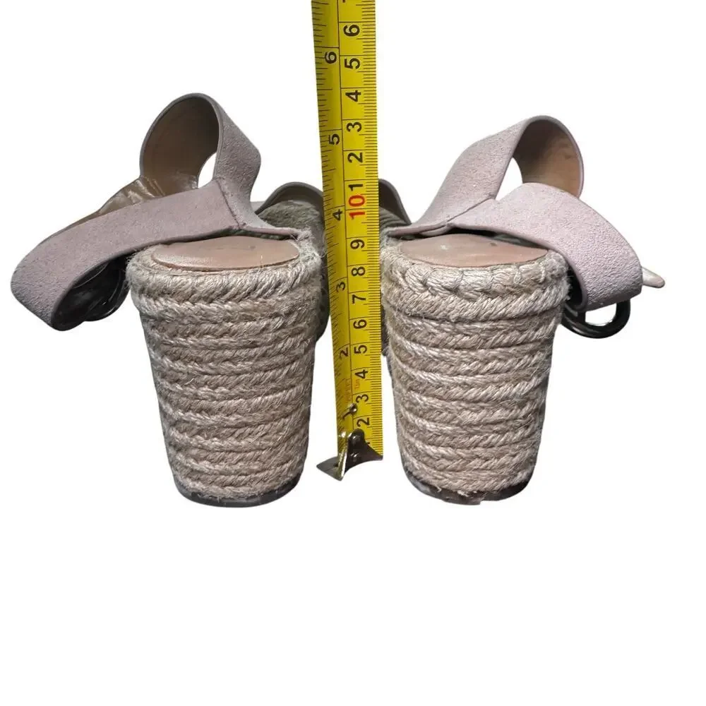 MARC Fisher Renni Pink Suede Leather Espadrille‎ Platform Wedge Sandals Sz 7.5